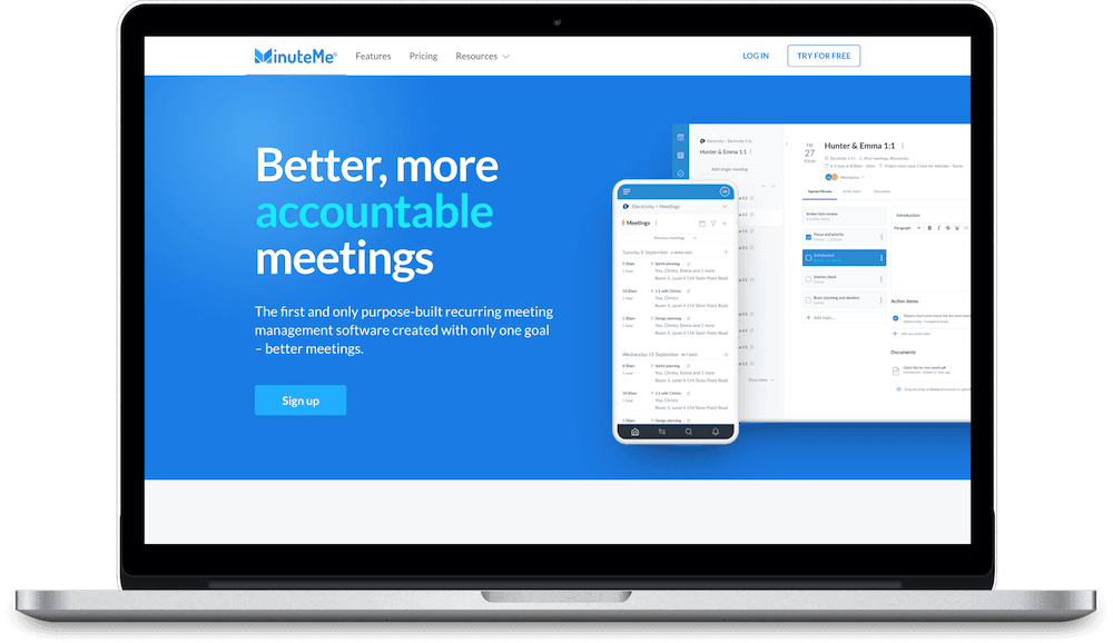 A laptop computer with minuteme.com's home page displayed on screen